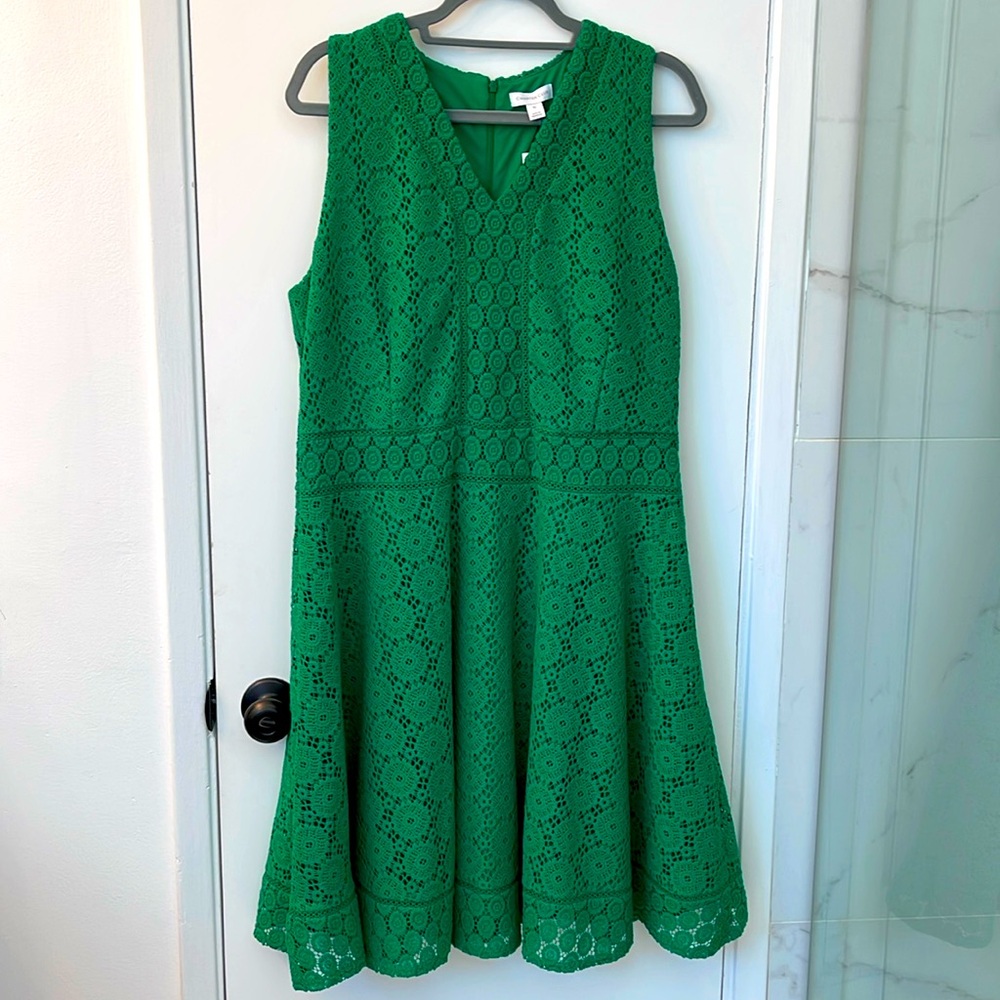 Charter Club Women's Green Lace Fit & Flare Dress Size XL NWT